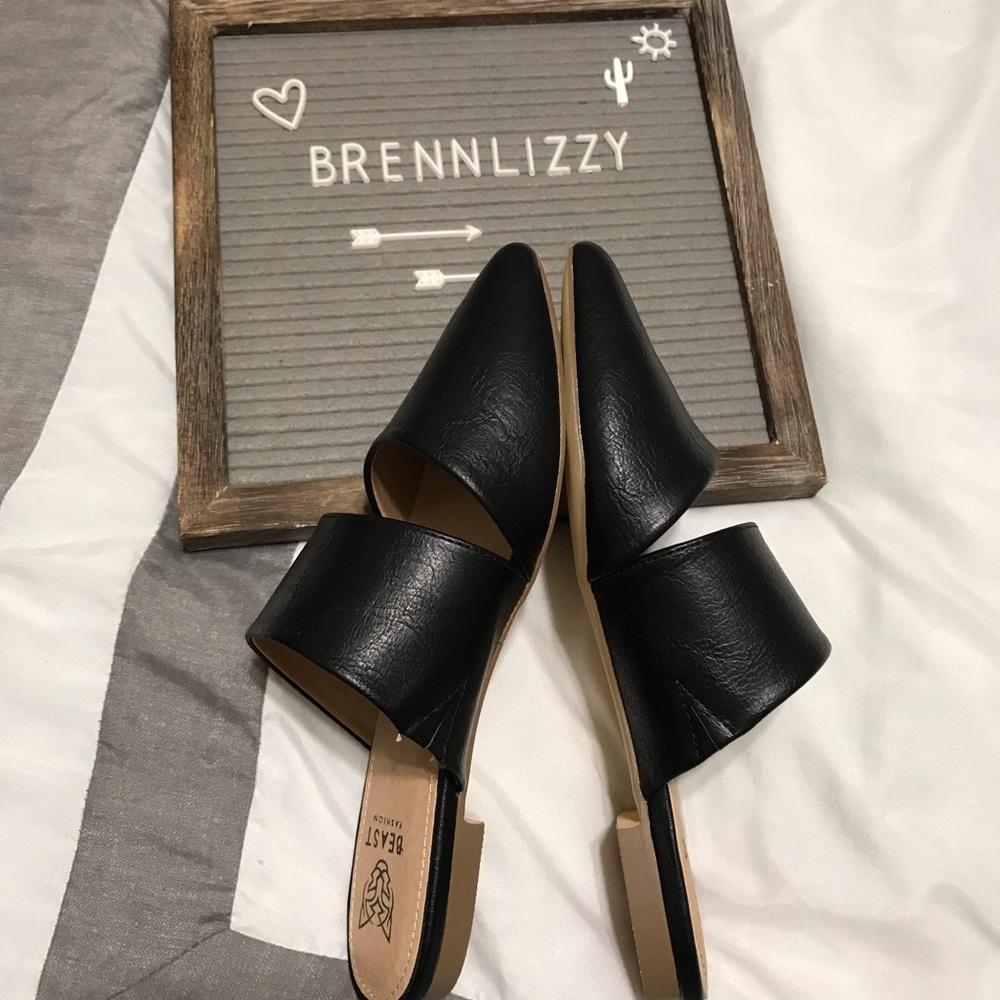 Black Mules Pointed Flats Sandals LAst 1 Size 8 - Picture 7 of 8